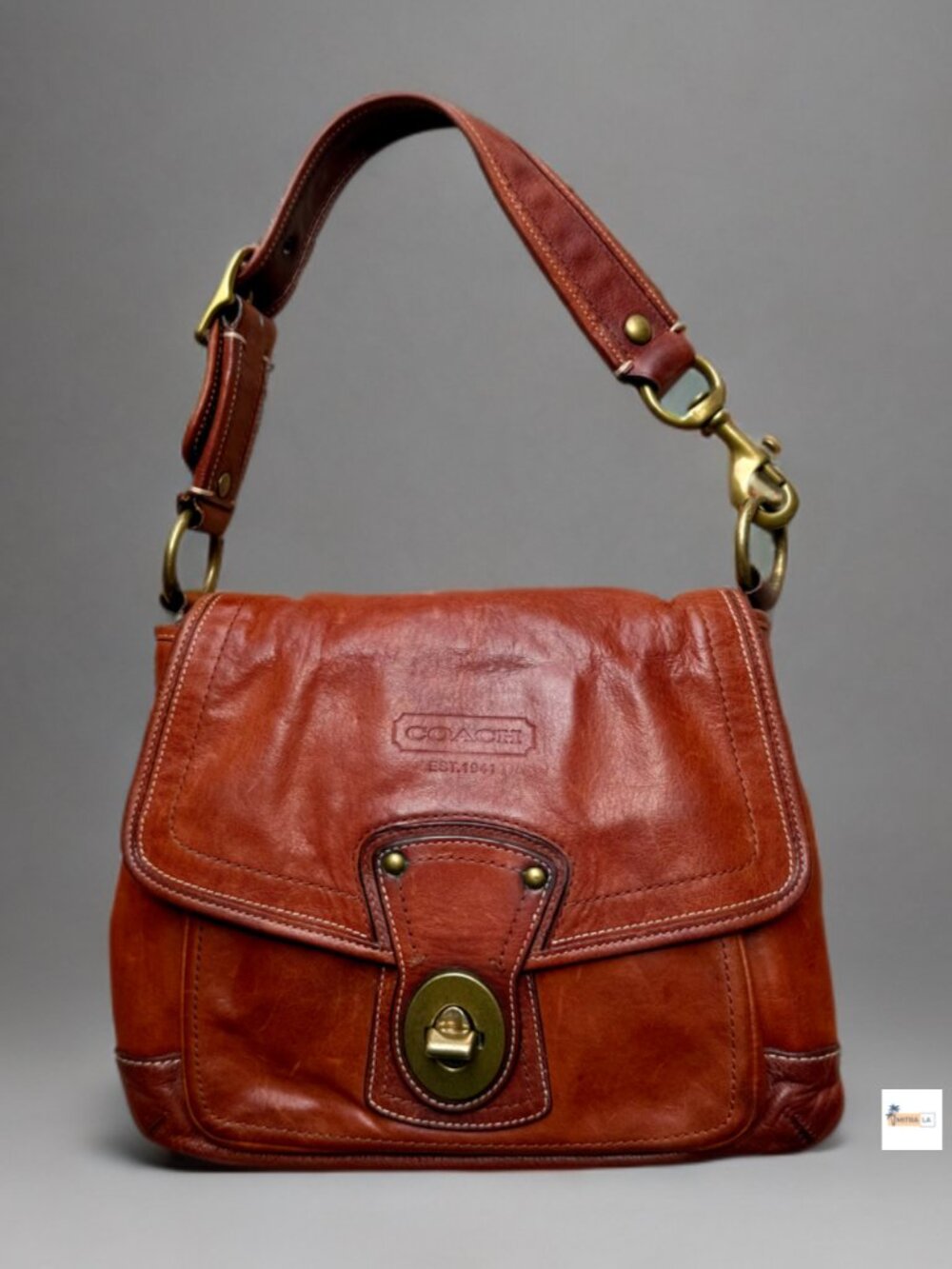 Coach Whiskey Brown Leather Legacy Turnlock Shoulder Bag 10327